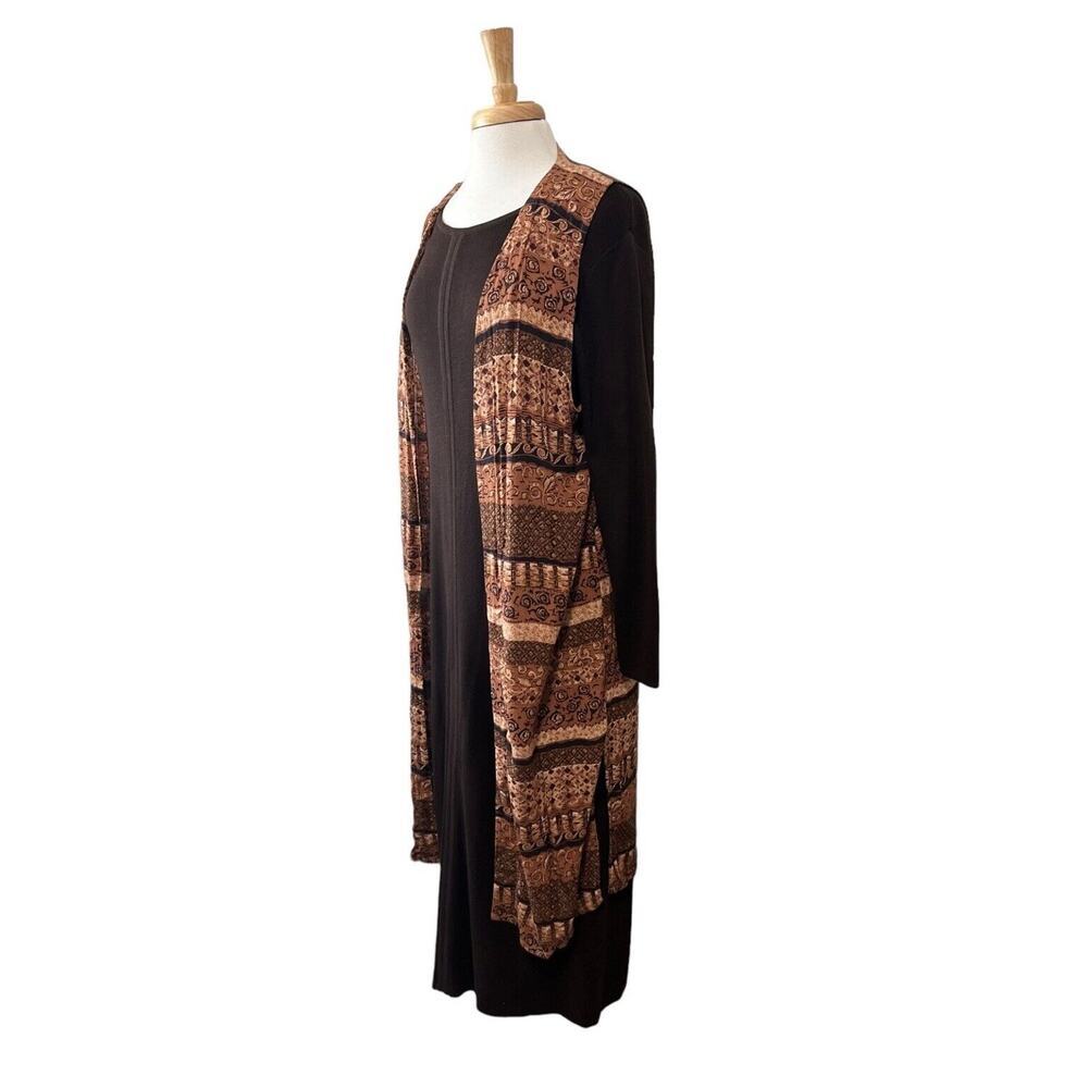Vintage 90s Linea Boho Heavy Ribbed Maxi Sweater Dress & Duster Cardigan S/M - Picture 4 of 10